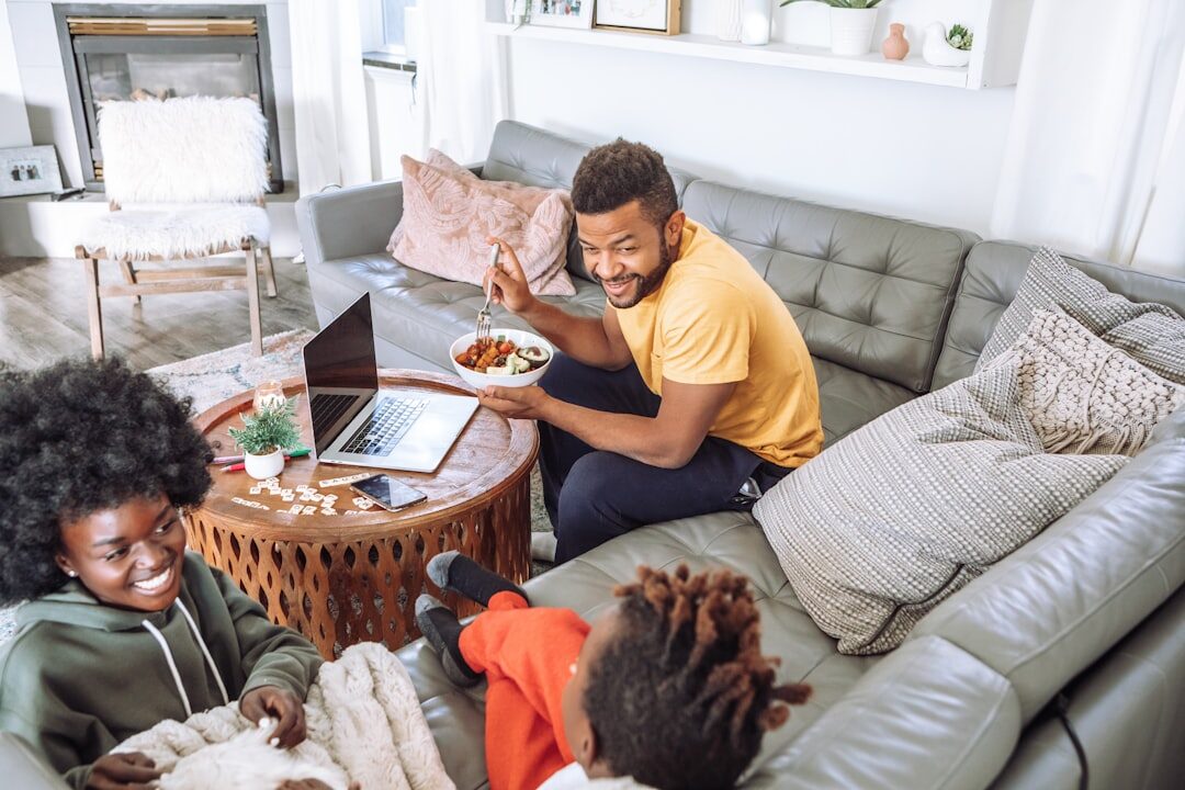 family discussing finances